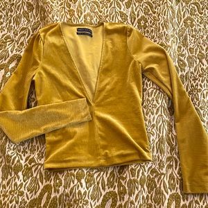 URBAN OUTFITTERS CHARTREUSE DEEP V VELVET TOP